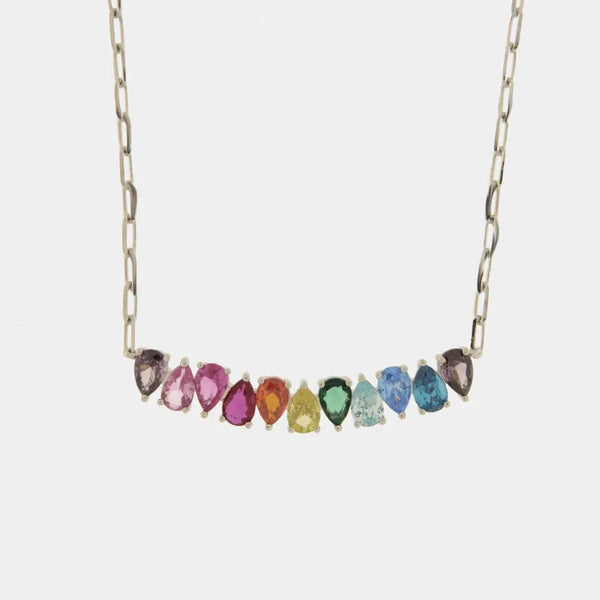 Collana in Argento 925 con cristalli multicolor