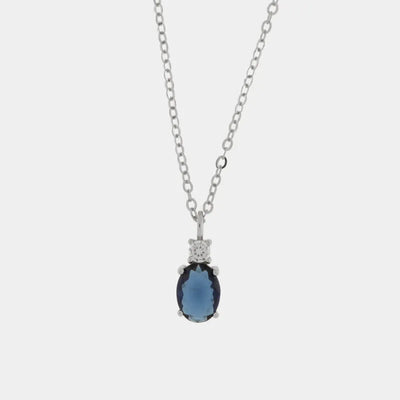 Collana in Argento 925 con cristallo ovale blu e zircone BYSIMON - gioiello BySimon