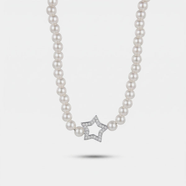 Collana in Argento 925 con perline e stella di zirconi - BYSIMON gioielli