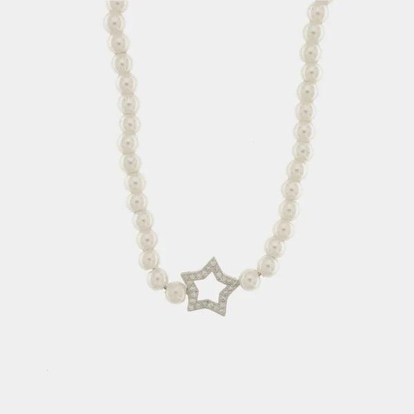 Collana in Argento 925 con perline e stella di zirconi - BYSIMON gioielli