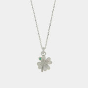 Collana in Argento 925 con quadrifoglio pendente e zircone blu