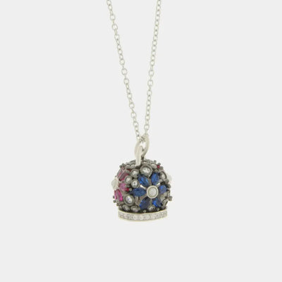 Collana in Argento 925 con campanella con fiori di zirconi