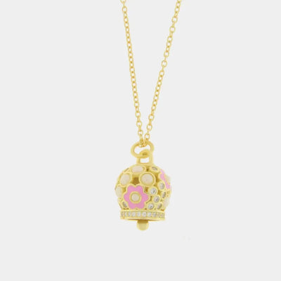 Collana in Argento 925 con campanella con fiore rosa