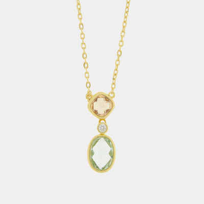 Collana in Argento 925 con zircni ovali pendenti e puntiluce