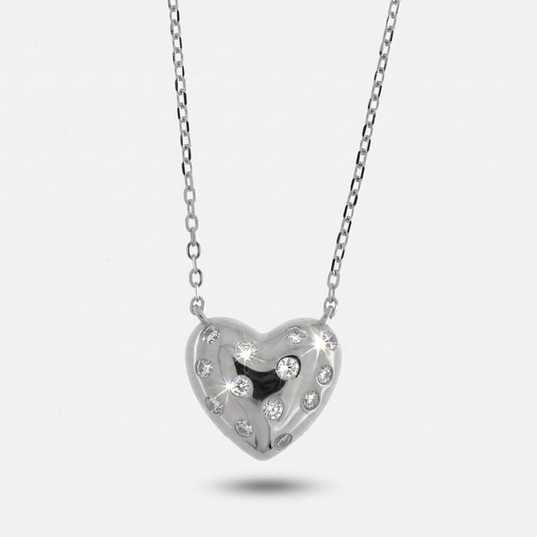Collana in Argento 925 con cuore liscio e zirconi - BYSIMON gioielli