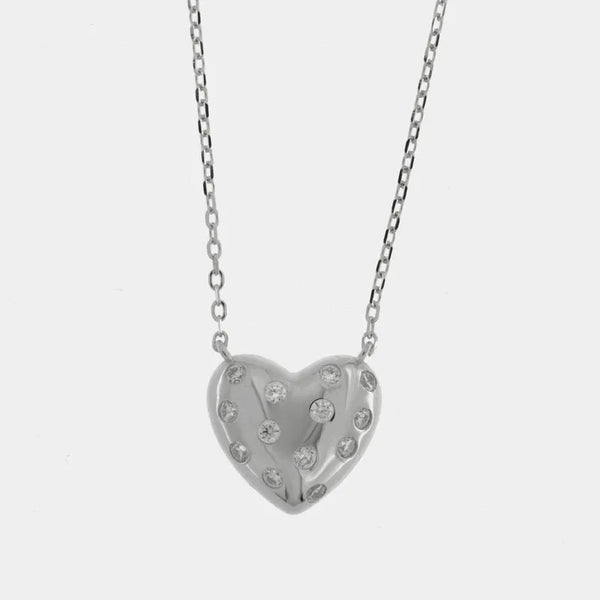 Collana in Argento 925 con cuore liscio e zirconi - BYSIMON gioielli