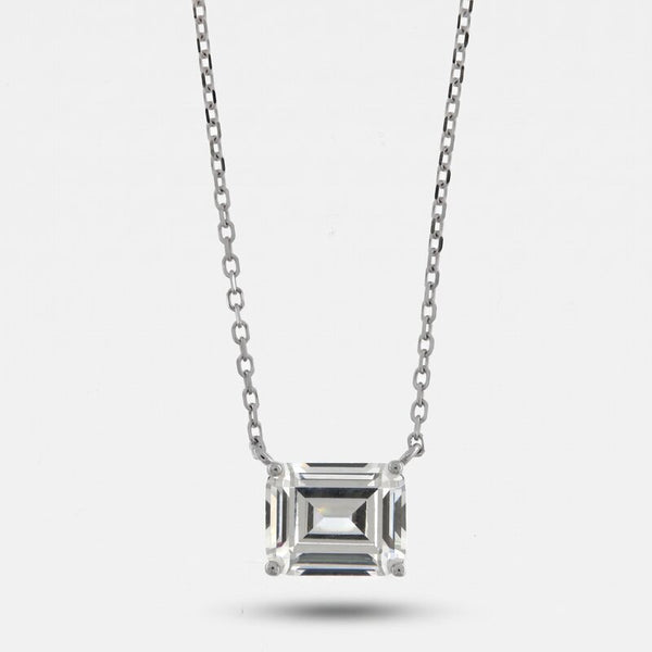 Collana in Argento 925 rettangolo trasparente - BYSIMON gioielli
