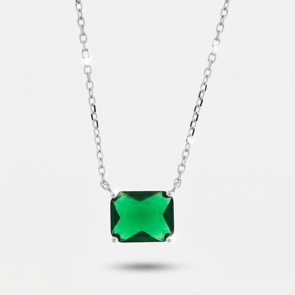 Collana in Argento 925 rettangolo verde - BYSIMON gioielli