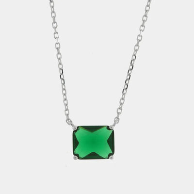 Collana in Argento 925 rettangolo verde - BYSIMON gioielli