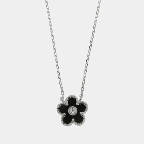 Collana in Argento 925 fiore nero - BYSIMON gioielli