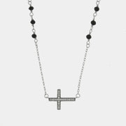 Collana in Argento 925 con croce e sfere nere
