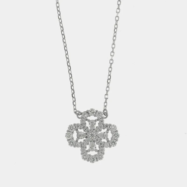 Collana in Argento 925 con quadrifoglio zirconato - BYSIMON gioielli