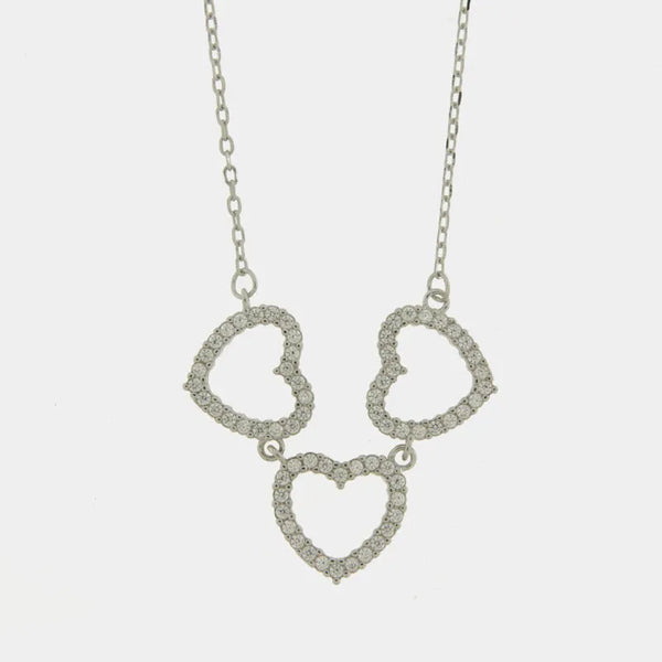 Collana in Argento 925 con cuori zirconati