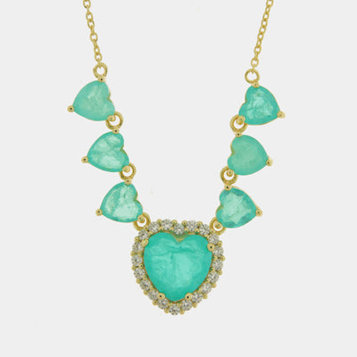 Collana in Argento 925 con cuori verdi SIMEONE - gioiello BySimon