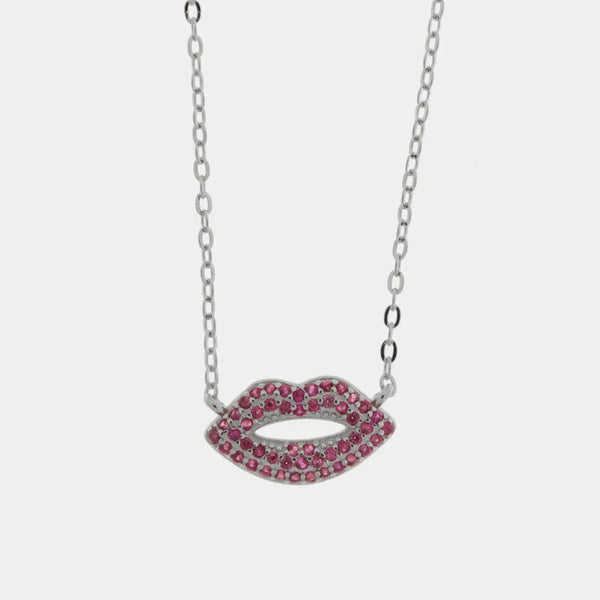 Collana in Argento 925 bocca con zirconi rossi Collezione Hanoi - BYSIMON gioielli