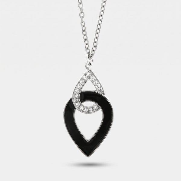 Collana in Argento 925 gocce intrecciate con smalto nero e zirconi - BYSIMON gioielli