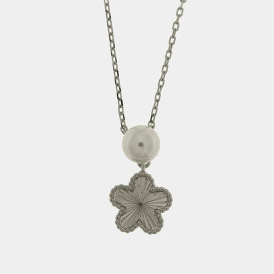Collana in Argento 925 fiore e perla