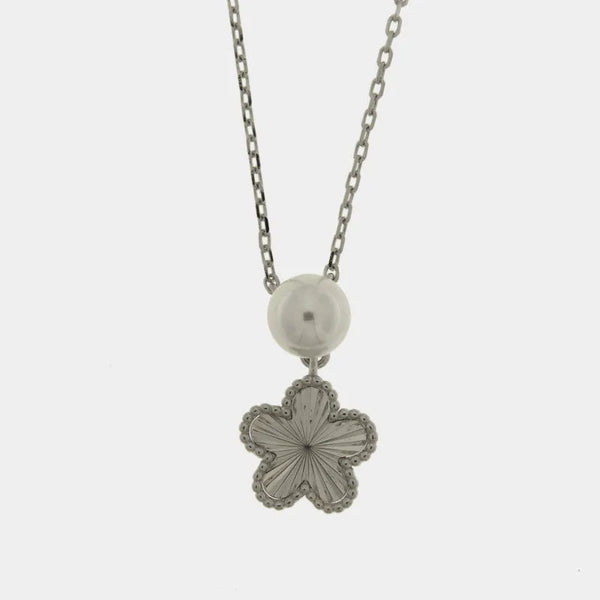 Collana in Argento 925 fiore e perla - BYSIMON gioielli