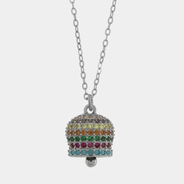 Collana in Argento 925 campanella colorata Capri zirconata Rodio - BYSIMON gioielli