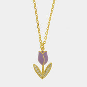 Collana in Argento 925 tulipano viola - BYSIMON gioielli