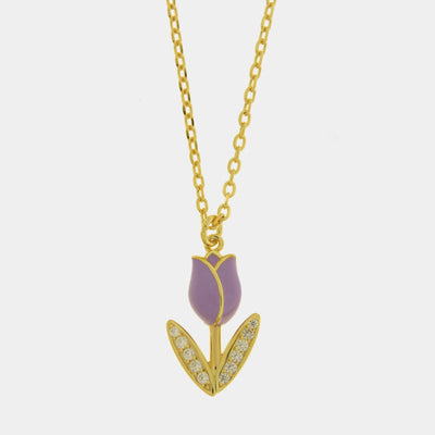 Collana in Argento 925 tulipano viola - BYSIMON gioielli