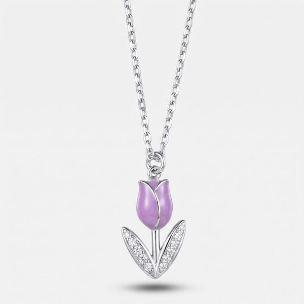 Collana in Argento 925 tulipano lilla - BYSIMON gioielli