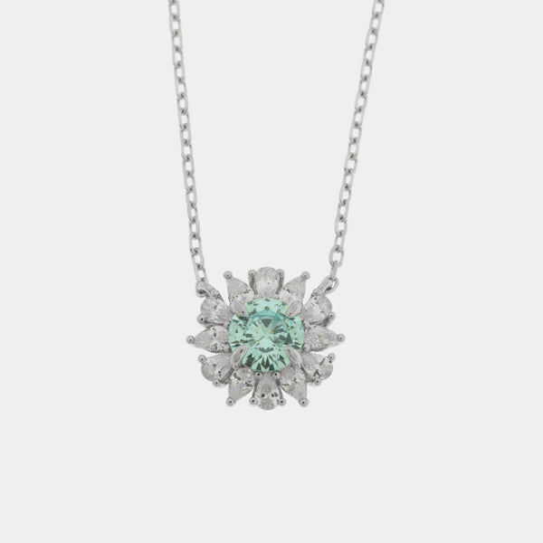 Collana in Argento 925 fiore con zircone azzurro - BYSIMON gioielli