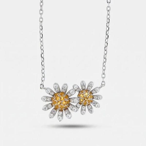 Collana in Argento 925 Doppia margherita pavè zirconi