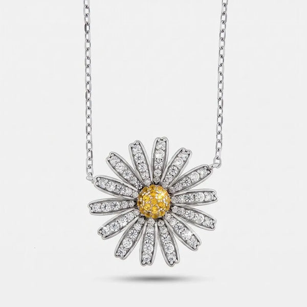 Collana in Argento 925 Margherita pavè centro giallo