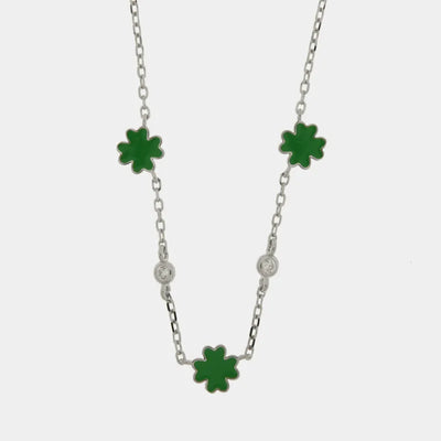 Collarino in Argento 925 quadrifogli verdi