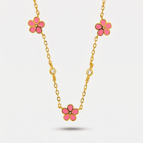 Collarino in Argento 925 fiore rosa - BYSIMON gioielli