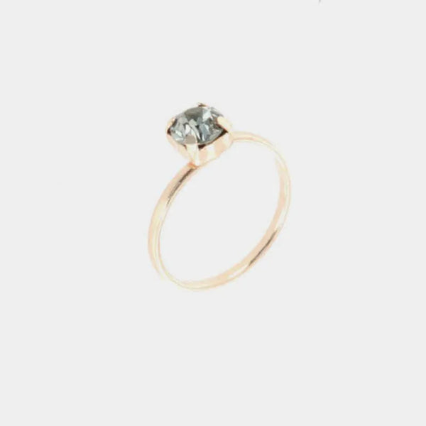 Anello in Argento 925 solitario con cristallo grigio