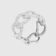 Anello in Argento 925 fascia a catena impreziosita da zirconi bianchii