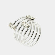 Anello in Argento 925 a forma spirale, impreziosita da trio di cristalli bianchi