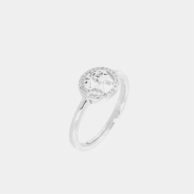 925 Sterling Silver Ring with Globe of White Zircons