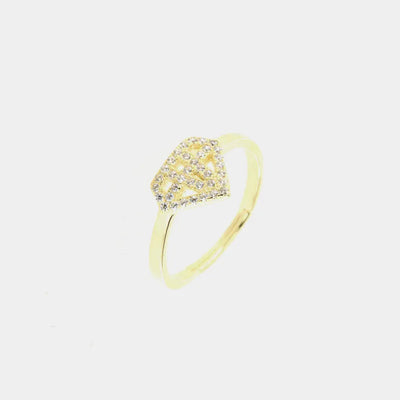925 Sterling Silver Ring with Diamond Shape and White Zircons