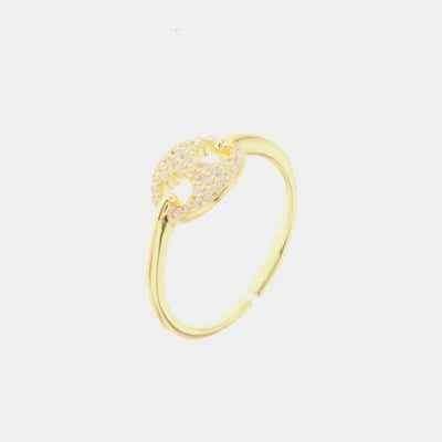 Anello in Argento 925 con dettaglio a forma di maglia marina con zirconi bianchi