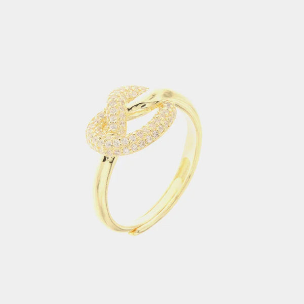 Anello in Argento 925 placcato oro con nodo impreziosito da zirconi bianchi
