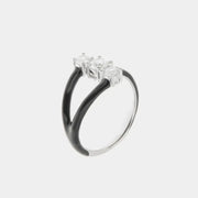 Anello in Argento 925 con smalti colorati e tris di zirconi bianchi