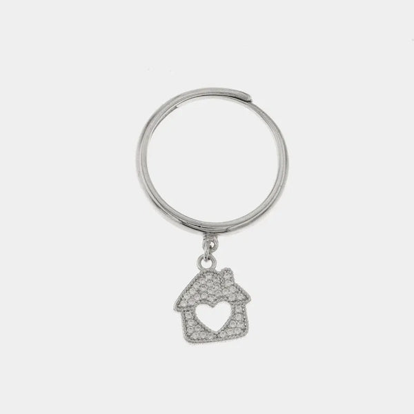 Anello in Argento 925 a forma di casa impreziositi da zirconi bianchi BYS - gioiello BySimon
