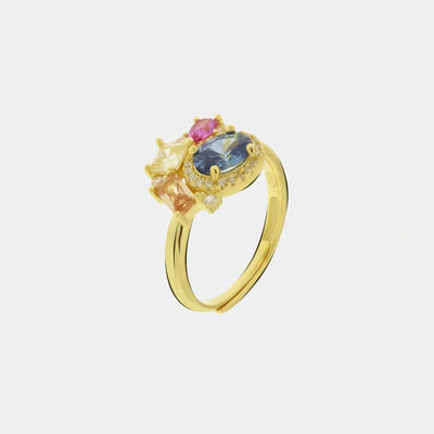 Anello in Argento 925 con zirconi colorati
