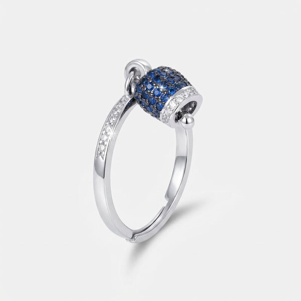 Anello in Argento 925 campanella portafortuna impreziosito da zirconi blu