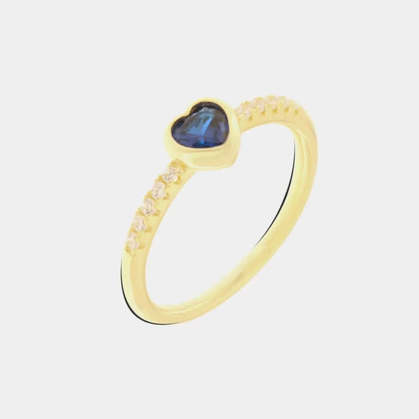 Anello in Argento 925 con cuore blu - BYSIMON gioielli