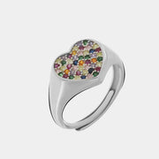 Anello in Argento 925 a forma di cuore con zirconi colorati