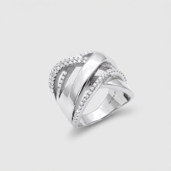 Anello in Argento 925 a fascia con zirconi - BYSIMON gioielli