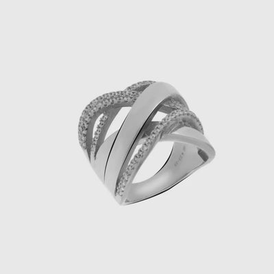 Anello in Argento 925 a fascia con zirconi - BYSIMON gioielli