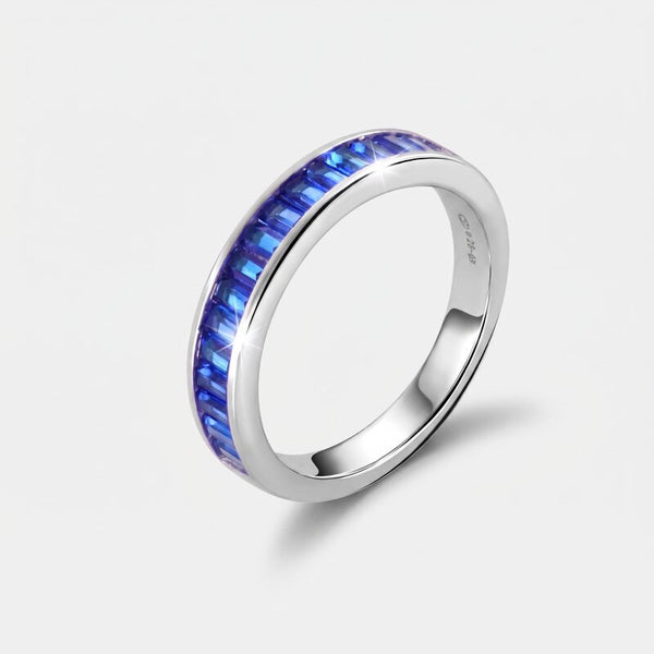 Anello in Argento 925 a baguette con zirconi blu - BYSIMON gioielli