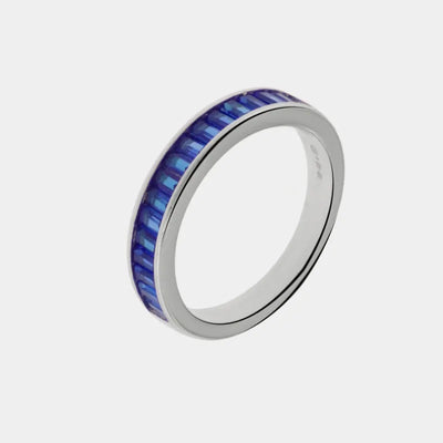 Anello in Argento 925 a baguette con zirconi blu - BYSIMON gioielli