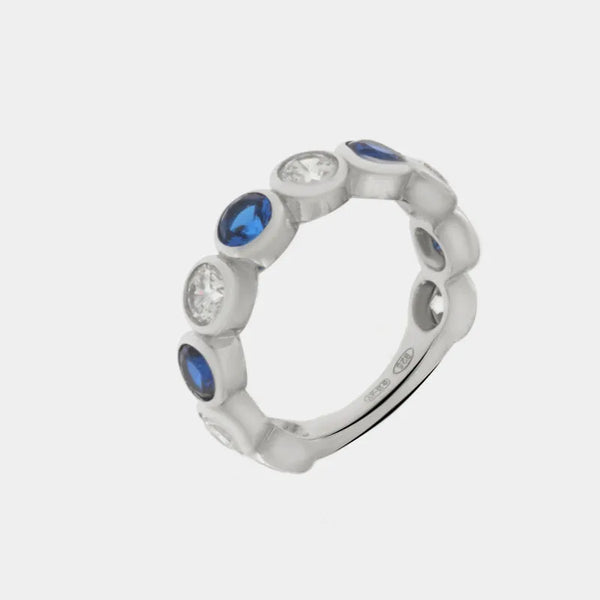 Anello in Argento 925 con zirconi blu e trasparenti - BYSIMON gioielli