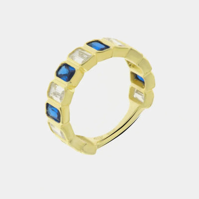 Anello in Argento 925 con zirconi blu e trasparenti
